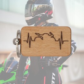 dekolaser24 - Key ring motorcycle ECG moped love gift idea for motorcyclists and biker girls, brown