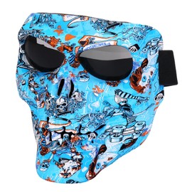 PiscatorZone Motorcycle Goggles Skull Face Mask for CS/Paintball/Skiing/Riding/Cycling/Halloween/Costume Ball/Halloween (Blue)