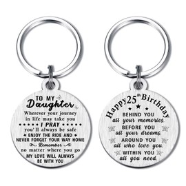 ABNTY 25th Birthday Gifts for Daughter, Thoughtful 25 Birthday Gifts for Women, 25 Year Old Birthday Keychain