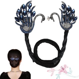 CHCTD Rhinestone Flower Hair Accessories Set: Hair Clip, Bun Twister, Curler, Whale Tail Clip, Easy Bun Maker, Twist Pins (06)