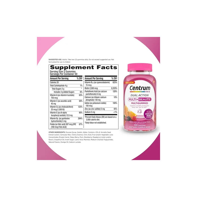 Centrum Multigummies Multi Beauty Cabello Piel Uñas 100 Uni
