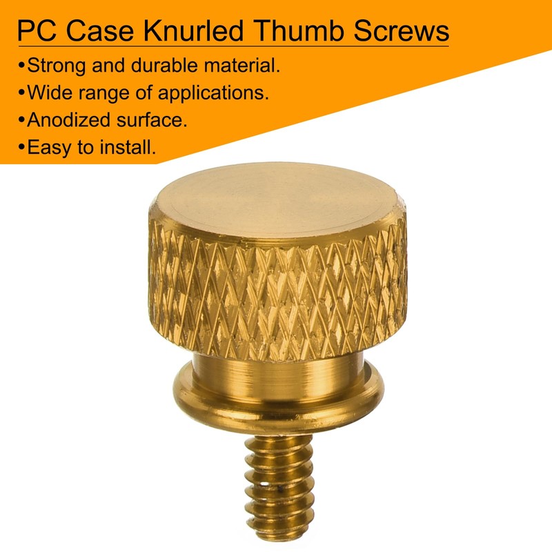 sourcing map 12pcs UNC6-32x6.5mm Knurled Thumb Screw Computer Case Threaded