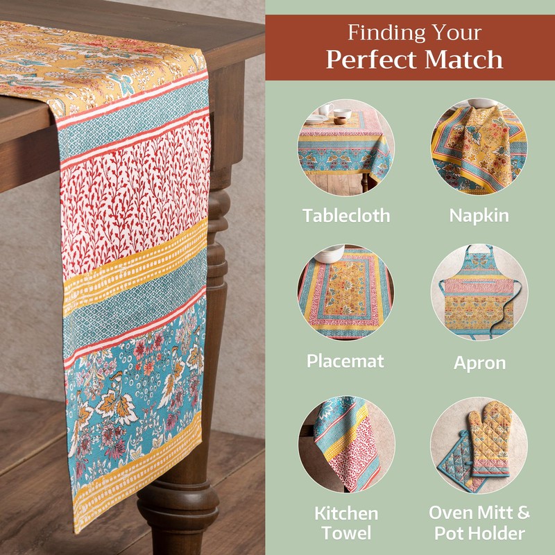 Maison d' Hermine Tablerunner 14.50"x72" 100% Cotton Decorative Easter Tabletop