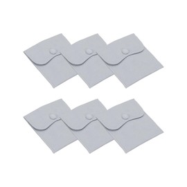 PATIKIL 4x4 Inch Jewelry Pouch, 6 Pcs Soft Velvet Pouches with Snap Button Portable Storage for Rings Necklace Bracelet Earring Watch, Light Blue