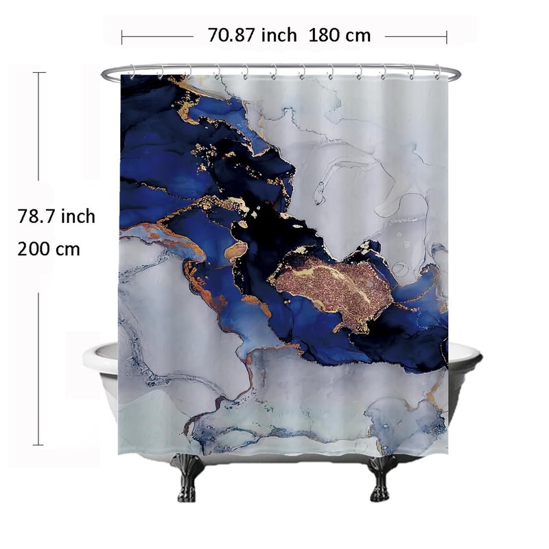 Ulticool Shower Curtain - Marble Gold Abstract Art Marble -