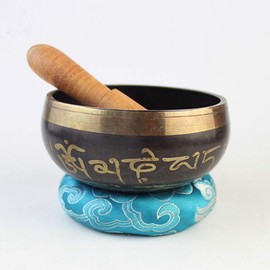 Egurs Singing Bowl Handmade Tibetan Brass Singing Bowl Brahma Bowl for Buddhist Meditation Yoga, 8.5cm