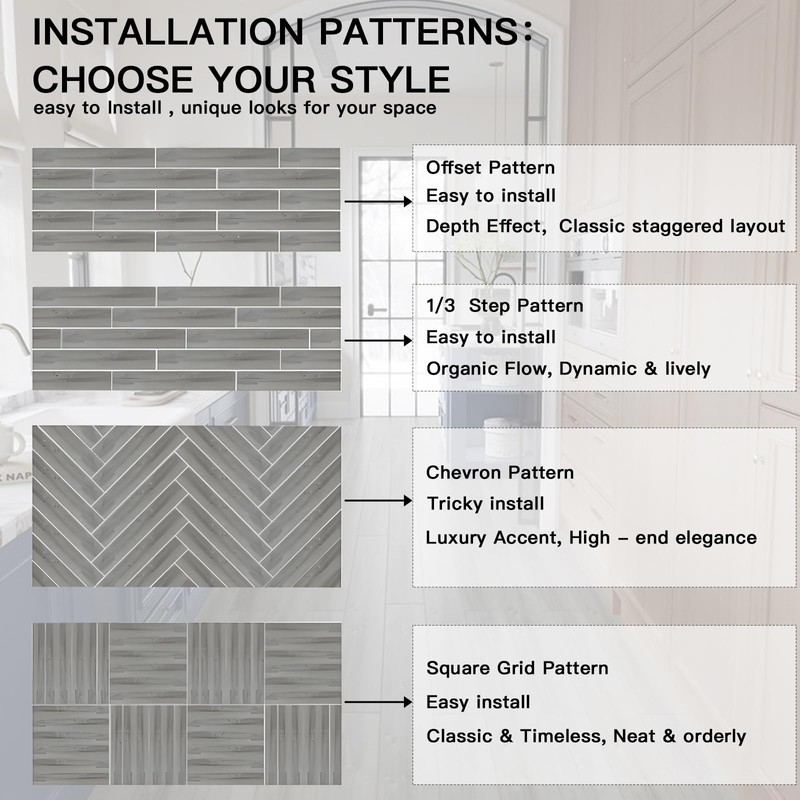 Peel and Stick Floor Tile, 10-Pack 15 Sq.Ft, Natural Grey