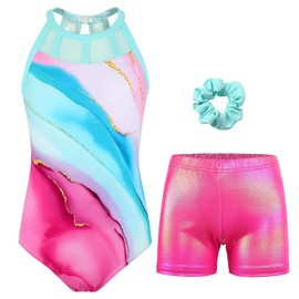 JOYSTREAM Gymnastics Leotards for Girls With Shorts Sparkly Ballet Dance Mesh Tank Activewear Pastel Green,8-9Years