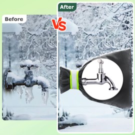 Outside Tap Covers for Winter, Large Tap Cover for Outdoor Taps, Outside Tap Cover Frost Protector, Waterproof Thickened Insulated Thermal Tap Jacket Protects Your Tap from Freezing Bursting - Black