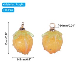 PATIKIL 0.6x0.4 Flower Beads, 16Pcs Acrylic Flower Buds Beads Mini Rose Charm for Bracelets, Earrings, Necklaces, Jewelry Making and DIY Crafts, Yellow