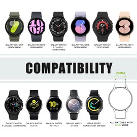 4PACK Correas compatibles con Galaxy Watch 7 Band 40mm 44mm, Galaxy Watch FE Band 40mm, 20mm de silicona suave correa de repuesto deportiva para Galaxy Watch 7/6/5/4 Correas (4PackF)