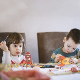 DKINY 10 Pieces Rocket Craft Set Children 3D Rocket Wooden for Crafts and Painting DIY Space Wooden Craft Set Creative Set Craft Supplies Gift for Boys Girls Birthday Children's Day School