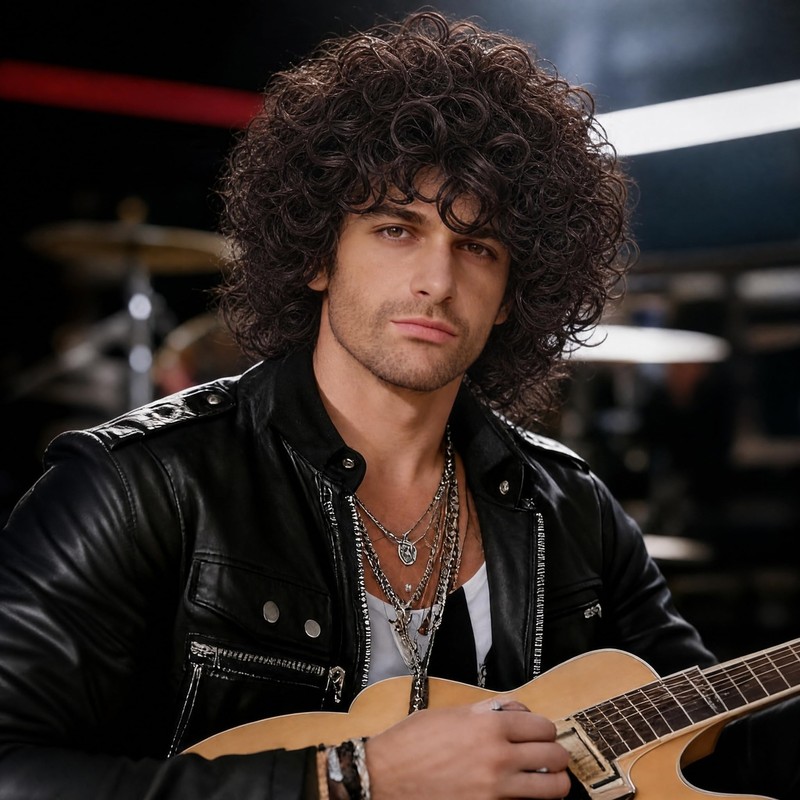 Men's Brown Curly Wig