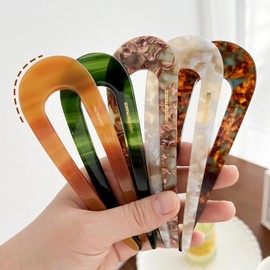 WEZCHUGHAOL 5 Pieces U Shaped for Buns, Large Bobby Pins for Thick Extra Hold, French Pin Bobby Pins Brown Hair for Women, French Twist Hair Tool (5)