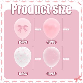 SINGOMON 60PCS Pink Bow Balloons Pastel Pink Balloons Bow Printed Clear Balloons White Bow Latex Balloons for Wedding Bridal Shower Baby Shower Bachelorette Engagement Birthday Party Decorations