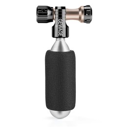 GEWAGE CO2 Air Pump for Bicycle Tyres - CO2 Bicycle Pump Including 4 Pack CO2 Capsules 16g with Thread and Compatible Presta & Schrader Valve for Mountain Bike and Road Bike (Black)