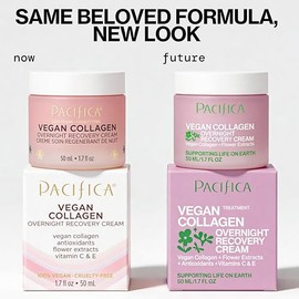 Pacifica Crema facial de noche, crema vegana de recuperación de colágeno durante la noche, crema facial nocturna para antienvejecimiento y arrugas, me