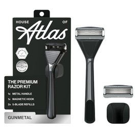 Premium Razor for Men, Handle + 2 Razor Blade Refills + Magnetic Shower Hook, Precision Trim Edge (Gunmetal)