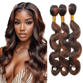 BilltiiWW Brown With Highlights P1B30 Body Wave Bundles Two Tone Black and Brown Body Wave Bundles Brazilian Hair Soft and Silky for Women 22 22 22 Inch