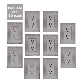 iGoto Paquete 10 Pzs, Placa Inox Contacto Dúplex, Acero Inoxidable