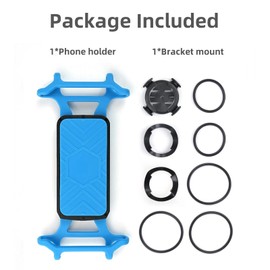 SUKOUSRAM Bicycle Phone Mount, Silicone Handlebar Phone Holder with Bracket, Universal Bike Mount (Blue)