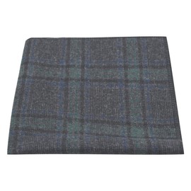 King & Priory Dark Grey & Green Check Pocket Square, Tweed, Tartan, Plaid