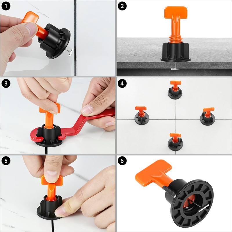 QWORK Tile Leveling System Kit - 200 pcs Levelers, 1000