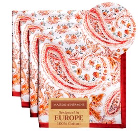 Maison d' Hermine Orient 100% Cotton Soft and Comfortable Set of 4 Napkins Perfect for Family Dinners Weddings Cocktail Kitchen (20"x20")