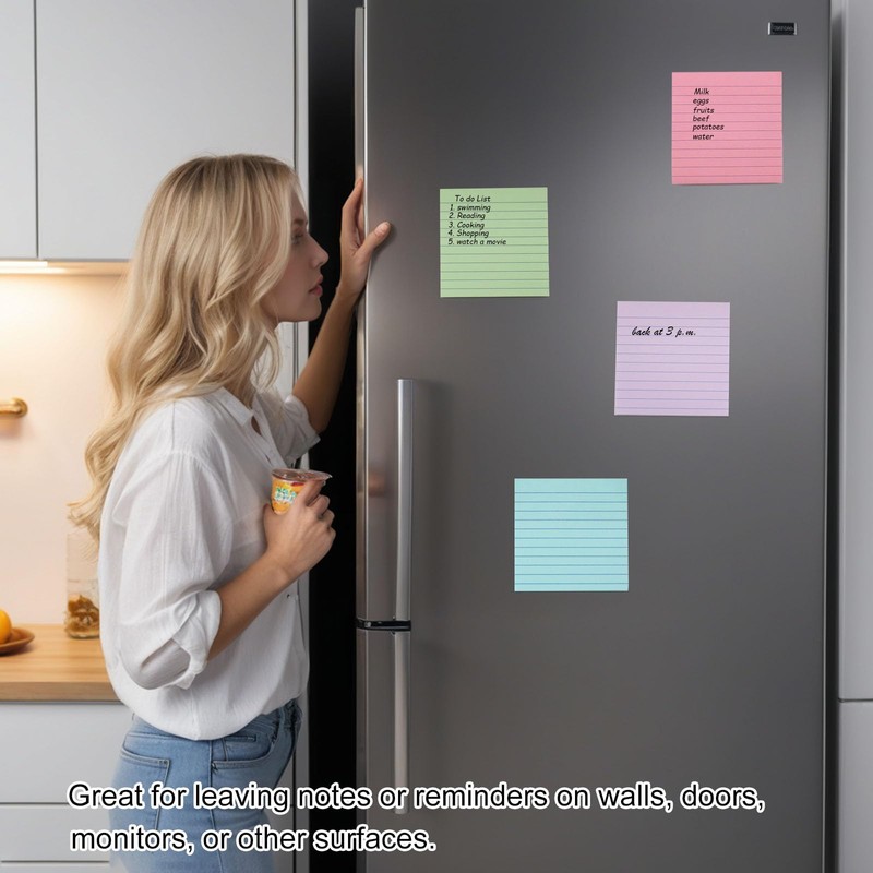 (9 Pack) Lined Sticky Notes 4x4 Post Sticky Notes with