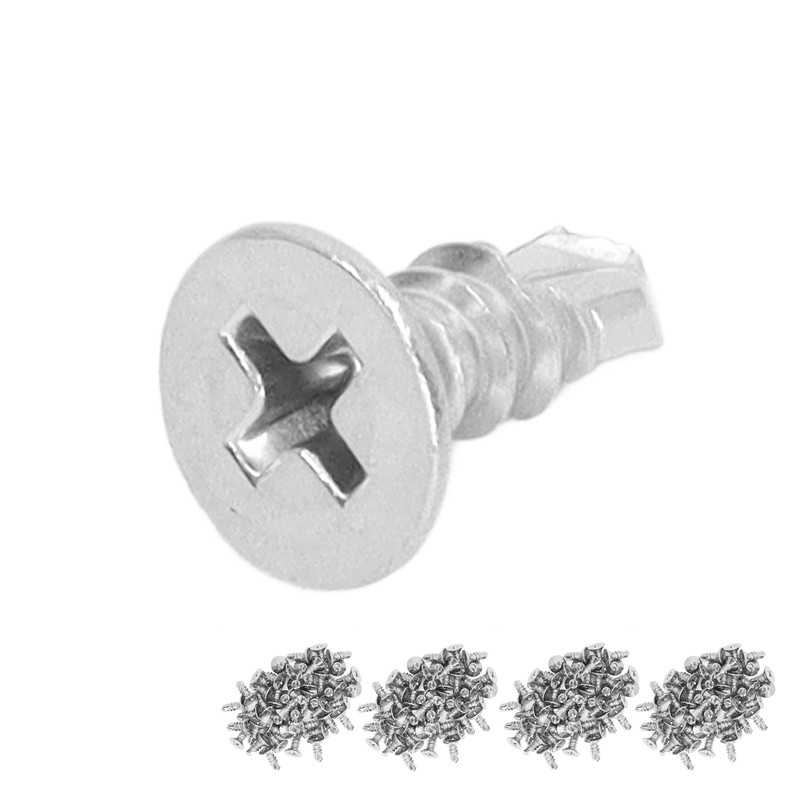 200Pcs Self Drilling Screw Countersunk Cross Stainless Steel 13mm Length