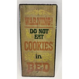 Wallace bVintage 1970s Wallace Berrie Wall Plaque Sign 7" x 3" WARNING No cookies in bed