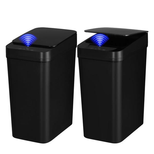 QSFWCSM QSFWCSM 2 Pack Bathroom Trash can,Smart Touchless Trash Can,Automatic