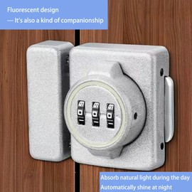 Cabinet Lock, Keyless Combination Door Lock,Zinc Alloy, 3-Digit Password,with Fluorescence Circle,Silver