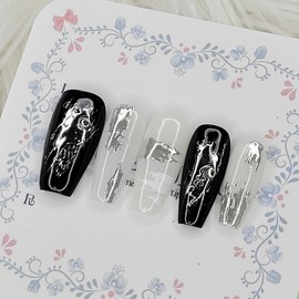 Metallic Dripping Handmade Nail Tips - Almond S / 메탈릭 드리핑 수제네일팁 - 아몬드S