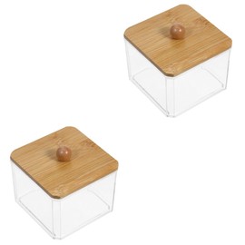 Alipis 2pcs Lidded Cotton Swab Box Cotton Pad Holder Dispenser Storage for Makeup Tools Vanity Organizer Safe Lightweight