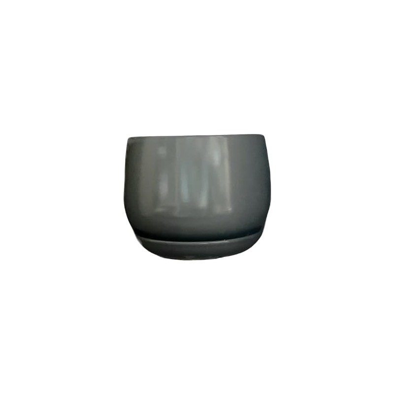 New 5" D Charcoal Gray Potbelly Shape Plant Planter Pot