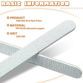 100 unidades de limas de uñas de grano 100/180 de doble cara para manicura y pedicura, limas de uñas para mujeres y hombres, suministros de salón de u