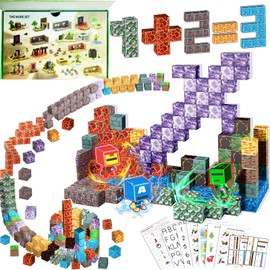 Magnetic Blocks Kids Building Toys for Boys Girls 3+, Build Mine Magnet World Set with Magnetic Blocks Construction Toys, Magnetic Cubes Toddler Toys STEM Sensory Gift for Christmas Birthday-100 pcs