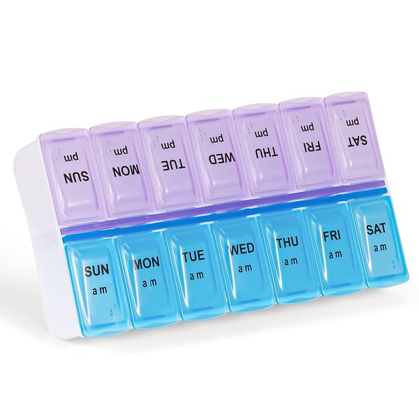Pill Box 7 Days, Morning and Evening, Total 14 Compartments,