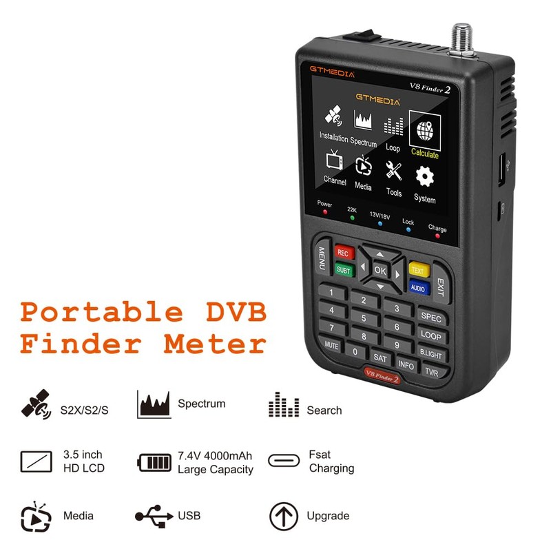 GT Media V8 Finder2 Satellite Finder Digital FTA DVB-S/S2/S2X Signal