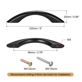 sourcing map Wood Pull Handles, 2pcs 192mm/3.78" Hole Distance Wooden Drawer Unfinished Knobs Pulls for Kitchen Furniture Drawer Wardrobe Cupboard, Black