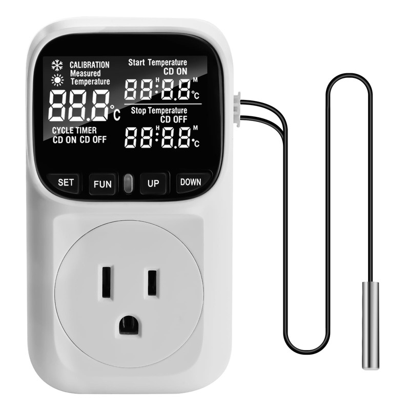 DiyStudio 1800W Thermostat Reptile Temperature Control Socket Reptile Fan Aquarium