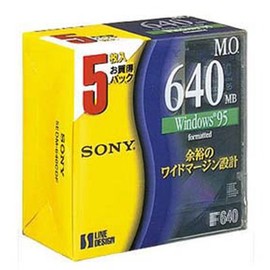 SONY 5EDM-640CDF 3.5 Type MO Discs, 5 Disks, 640MB Windows Format