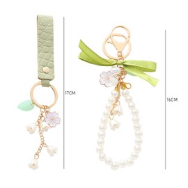 BEIBXHQQ 2 Pieces Women's Keychains, Cute Keychains, Leather Keychains, Car Keychains, Floral Keychains, Keychain Accessories, Suitable for Car Keys, Handbags
