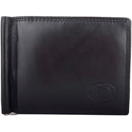 Mens Genuine Leather Slim RFID Bi-Fold Credit Card Coin Wallet - Black/Tan