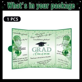 2026 Graduation Guest Book Green, Class of 2026 Congrats Grad Guestbook for High School & College Graduation Party, Keepsake Sign-in Book