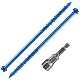 Wensilon(30 PCS) 1/4" * 6" Slotted Hex Washer Head Concrete Screws Anchor Kit Blue Flat Head for Anchoring to Masonry, Block or Brick Stucco