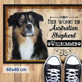 PR Print Royal Dog Mat Pets with Dog Picture Australian Shepherd - Gift Idea for Dog Lovers and Dog Owners - Size 60 x 40 cm
