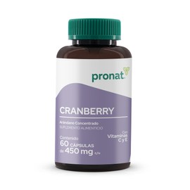 PRONAT | Cranberry Concentrado de Arándano, Suplemento Alimenticio, con Vitamina C y E, 60 Cápsulas de 450 mg