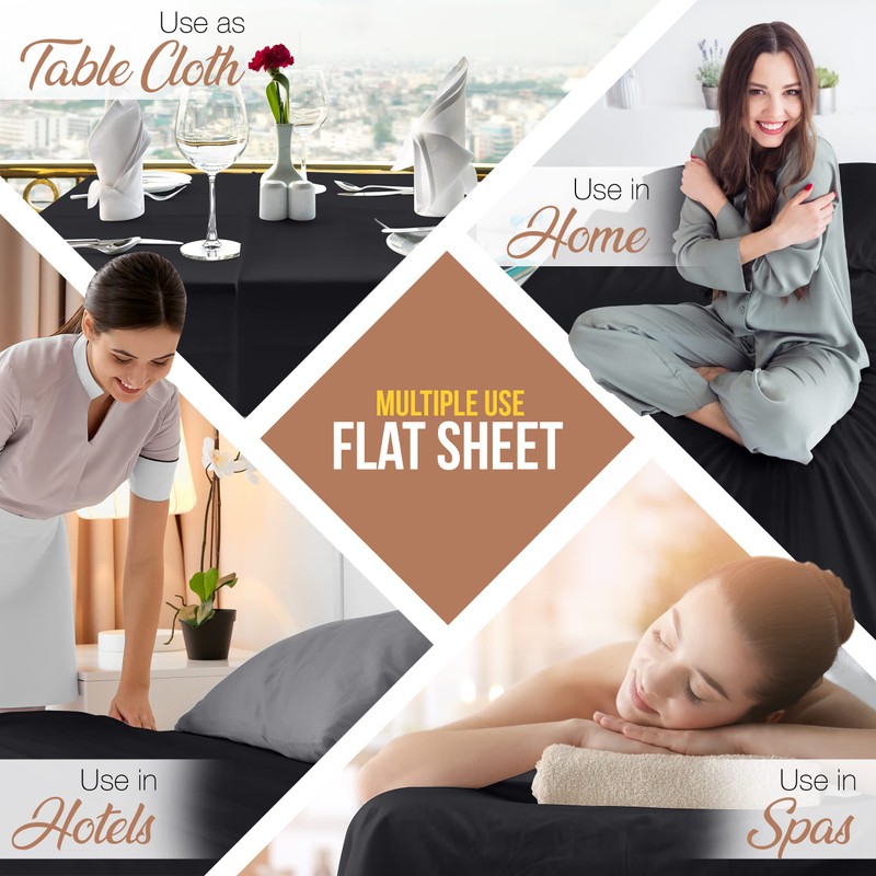 Utopia Bedding Flat Sheets (King, Black)